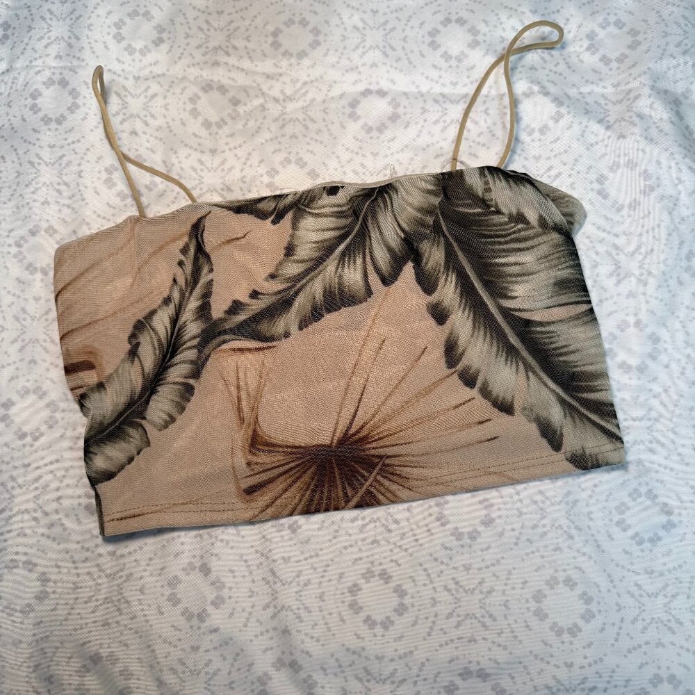 Windsor Tropical Toucan Mesh Crop Top